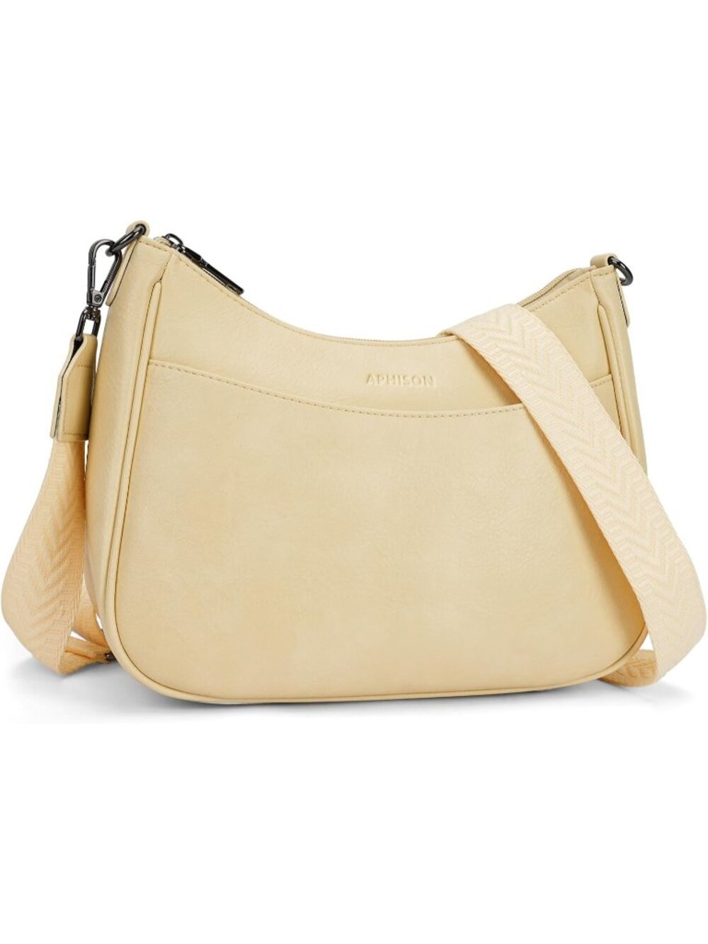 👜Women's Light Yellow Leather Crossbody Purse Shoulder Bag Wide Strap Travel